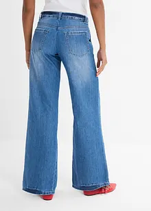 Jeans wide leg, a vita media, bonprix