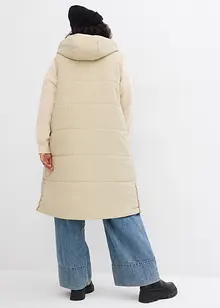 Gilet lungo trapuntato con cappuccio e spacchi ai lati, bonprix