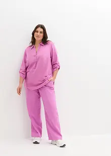Blusa in misto lino con maniche a 3/4, bonprix