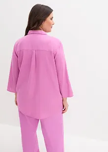Blusa in misto lino con maniche a 3/4, bonprix