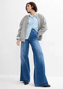 Jeans wide leg con cinta comoda, vita alta, bonprix