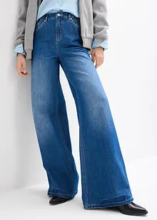 Jeans wide leg con cinta comoda, vita alta, bonprix