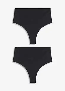 Perizoma a vita alta contenitivo, senza cuciture, con effetto modellante leggero (pacco da 2 paia), bonprix