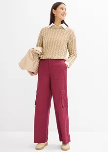 Pantaloni cargo in cotone elasticizzato, bonprix