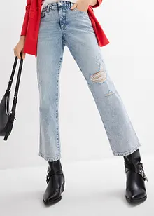 Jeans straight cropped con cinta comoda, vita media, bonprix