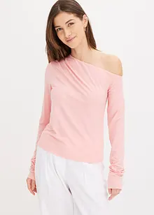 Maglia con spalla scoperta e arricciatura, bonprix