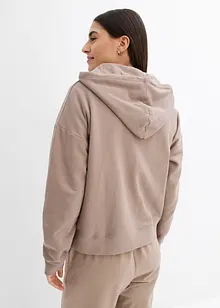 Felpa con zip e cappuccio in puro cotone, bonprix