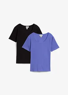 Maglia a costine con puro cotone biologico (pacco da 2), bonprix