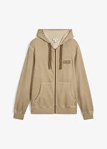 Felpa con zip e cappuccio effetto lavato, bonprix