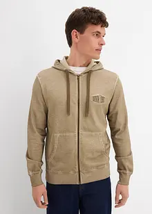 Felpa con zip e cappuccio effetto lavato, bonprix