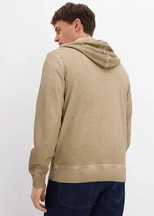 Felpa con zip e cappuccio effetto lavato, bonprix