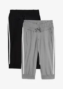 Pantaloni capri da jogging in cotone (pacco da 2), bonprix