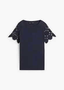 Maglia in puro lino con maniche effetto uncinetto, bonprix
