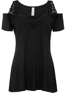 Maglia con cut-out e pizzo, bonprix