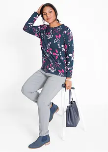 Maglia a maniche lunghe in fantasia floreale, bonprix