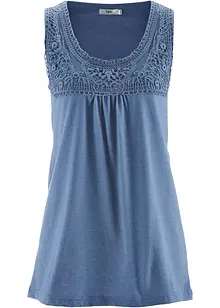 Top lungo in cotone con pizzo, bonprix