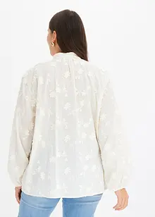 Blusa leggermente trasparente con applicazione floreale, bonprix