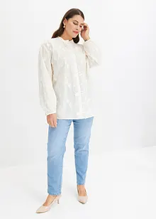 Blusa leggermente trasparente con applicazione floreale, bonprix