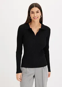 Maglia in filato fine con colletto raffinato, bonprix