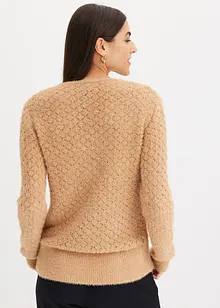 Maglione traforato con filato piumato, bonprix