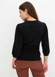 Maglia a costine con maniche a palloncino, bonprix