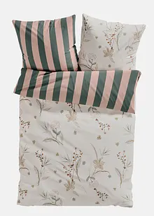 Biancheria da letto double-face con fiori e righe, bonprix