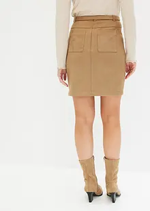 Gonna in similpelle scamosciata con cintura, bonprix