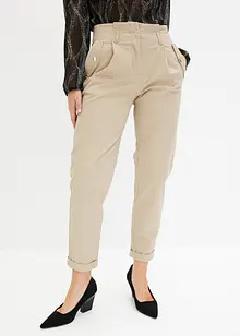 Pantaloni paperbag leggeri in twill, bonprix