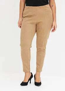 Pantaloni in similpelle scamosciata con cinta comoda, bonprix