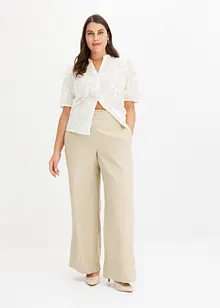 Pantaloni a palazzo effetto lino con elastico in vita, bonprix