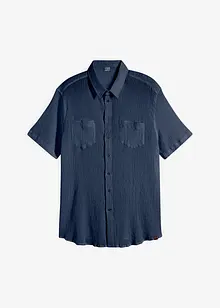 Camicia a maniche corte con effetto crinkle in puro cotone, bonprix