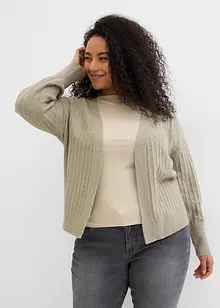 Cardigan aperto con bordi a coste, bonprix