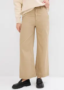 Pantaloni larghi in puro cotone, vita alta, bonprix