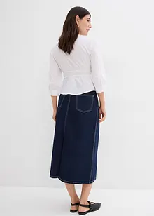 Gonna midi di jeans super soft con cinta comoda, vita media, bonprix