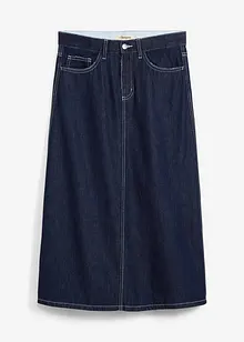Gonna midi di jeans super soft con cinta comoda, vita media, bonprix