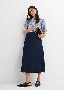 Gonna effetto portafoglio in denim morbidissimo, bonprix