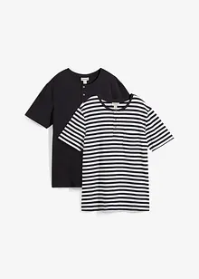 Maglia serafino a maniche corte in puro cotone biologico (pacco da 2), bonprix