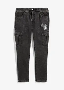Jeans cargo elasticizzati regular fit con elastico in vita, tapered, bonprix