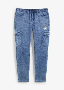 Jeans cargo elasticizzati regular fit con elastico in vita, tapered, bonprix