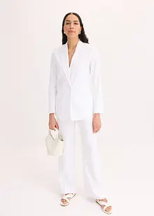 Blazer casual in misto lino con collo ampio a revers, bonprix