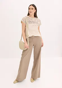 Maglia con inserto in tessuto e strass, bonprix
