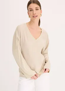 Maglia con maniche a pipistrello e inserto in satin, bonprix