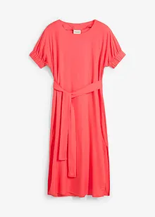 Abito midi a maniche corte con bordo elastico e cintura, bonprix