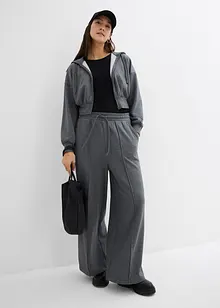 Felpa con zip e cappuccio cropped in morbido misto cotone, bonprix