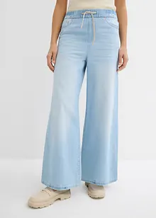 Jeans wide leg con cinta comoda, vita media, bonprix
