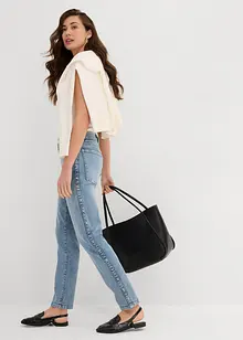 Jeans boyfriend cropped, vita media, bonprix