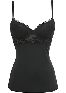 Canotta con reggiseno integrato in microfibra liscia, bonprix