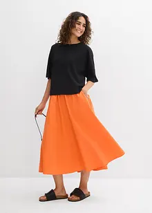 Gonna midi in fresco misto lino, bonprix