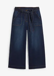 Jeans wide leg cropped con cinta comoda, vita alta, bonprix