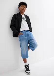 Bermuda lunghi in jeans con elastico in vita, slim fit, bonprix